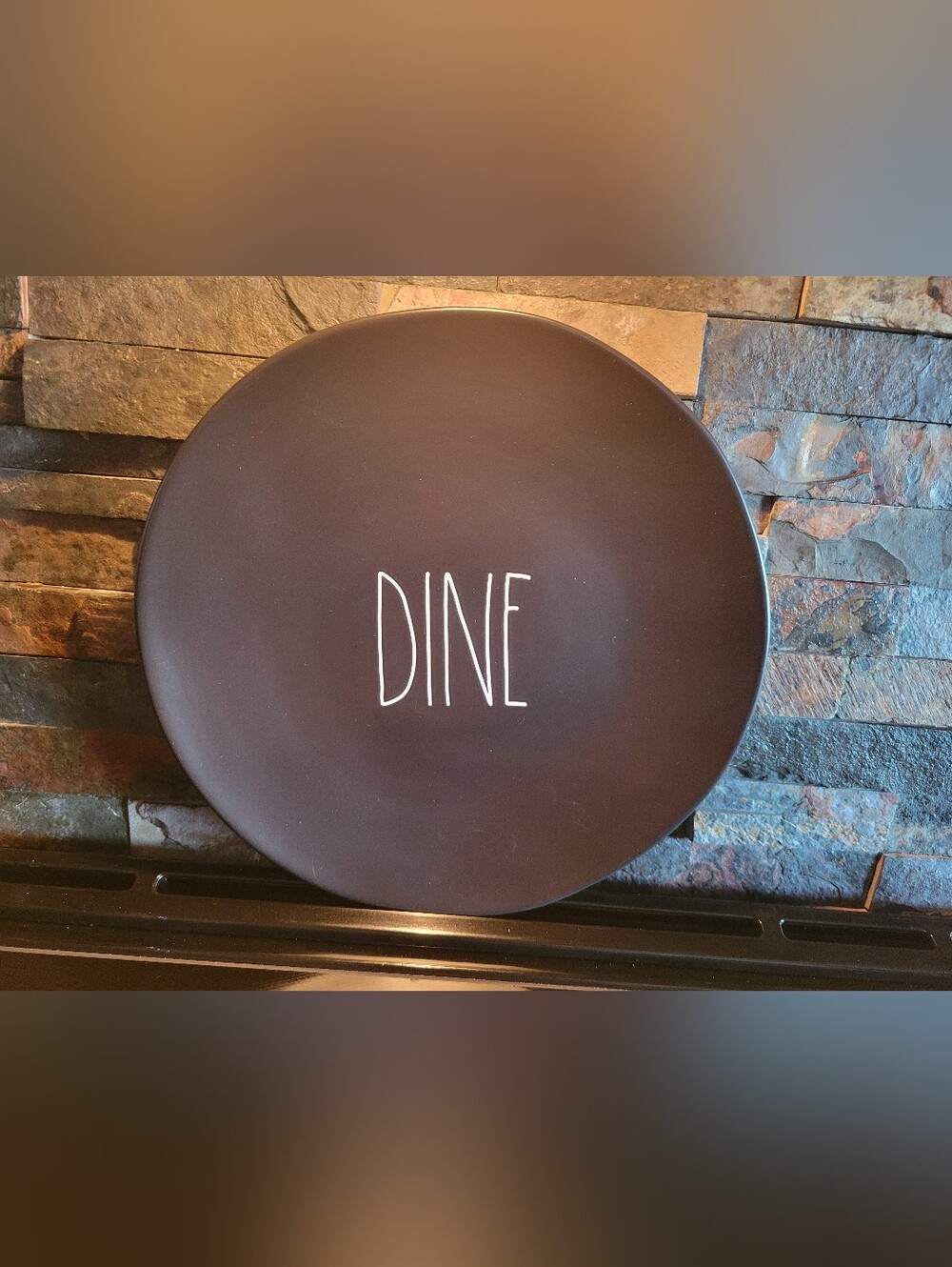 Rae Dunn "DINE" Dinner Plate 11 Inch Black Artisan Collection Magenta